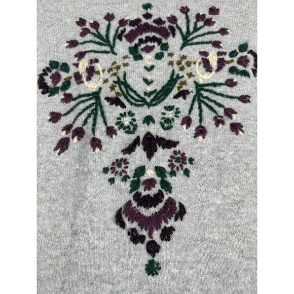 Sonoma Gray Crew Neck Sweater with Floral Design - Picture 5 of 9